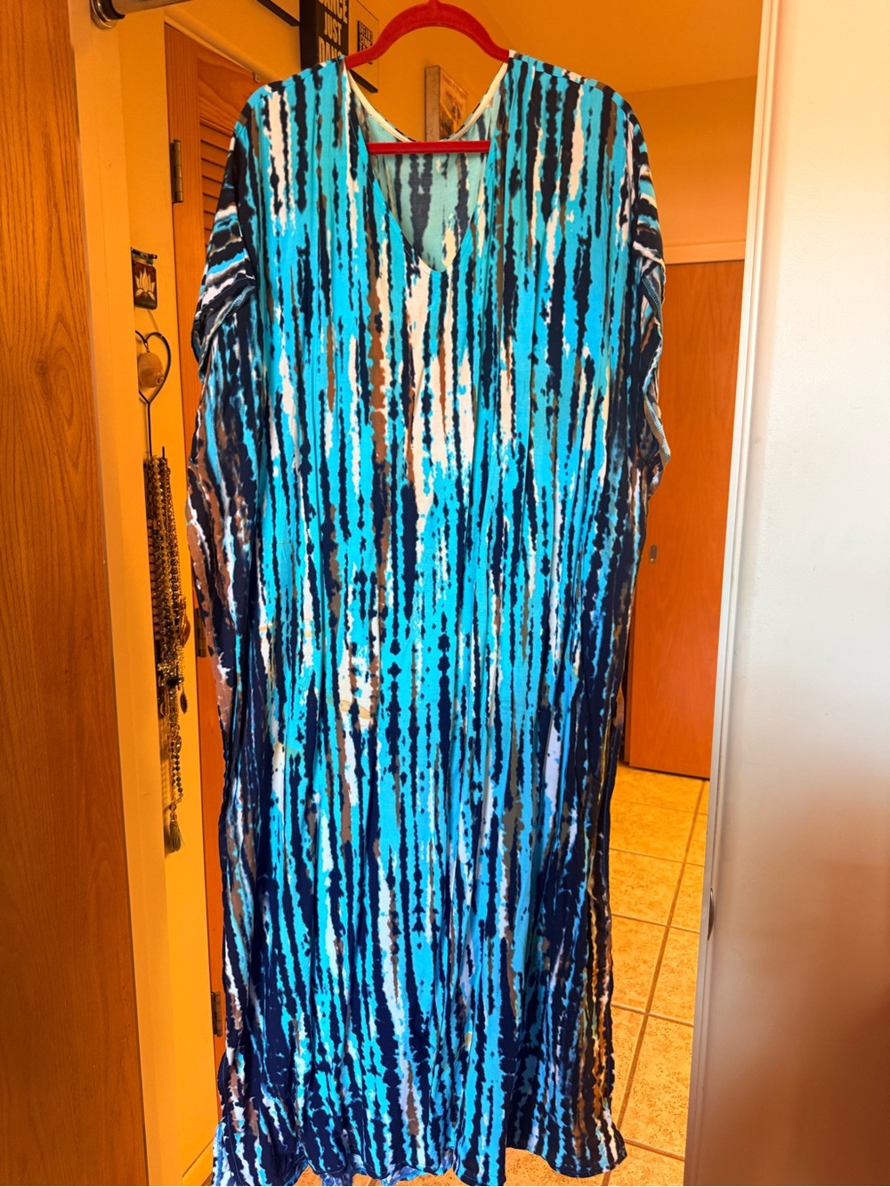 Blue Striped V-Neck Women’s Dress